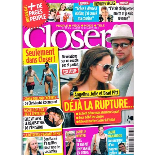 Closer  N° 61 : Angelina Jolie Et Brad Pitt Déjà La Rupture
