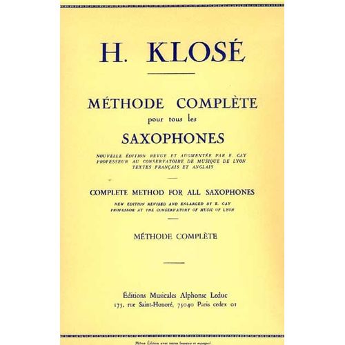 Méthode Complète Pour Tous Les Saxophones Saxophone