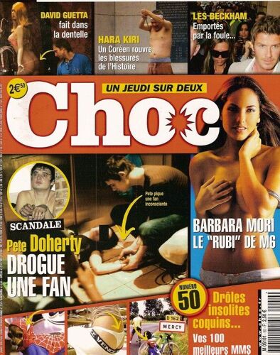 Choc N° 50 : Barbara Mori ("Rubi"), David Beckham, David Guetta, Le Prince Albert, Gérard Darmon, Justin Timberlake, Pete Doherty