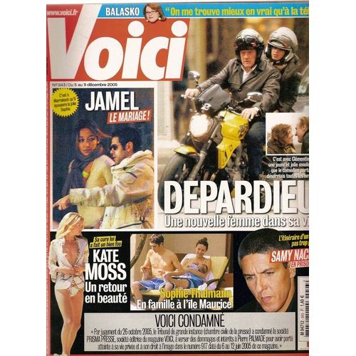 Voici  N° 943 : Gérard Depardieu, Kate Moss, Samy Naceri, John Lennon (Story), Keanu Reeves, Michael Jackson, James Debbouze, Josiane Balasko (Interview), Star Academy, Sophie Thalmann