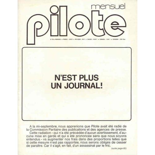 Pilote Mensuel  N° 53 : Pilote N'est Plus Un Journal