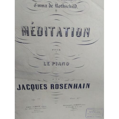 A Madame La Baronne Emma De Rothschild - Meditation Pour Le Piano