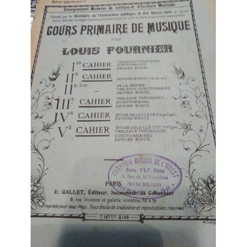 Cours Primaire De Musique Cahier 2 Bis Louis Fournier