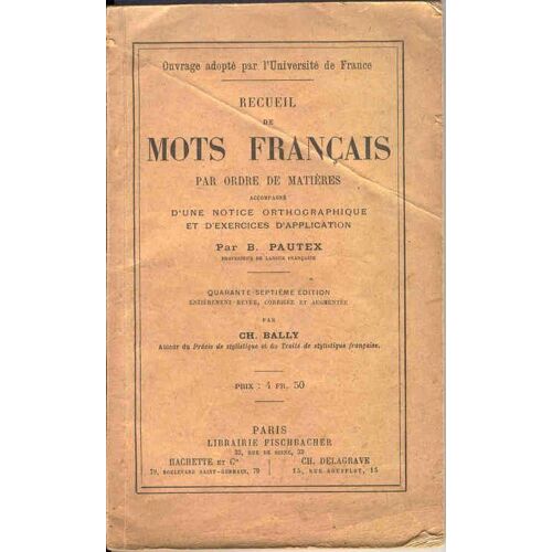 Recueil De Mots Francais Par Ordre De Matieres (1923)