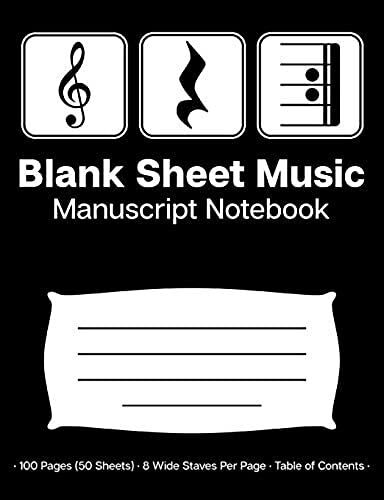 Blank Sheet Music Manuscript Notebook: Music Composition Book For Music Students & Music Teachers; Play Rest Repeat Treble Clef Cover Design
