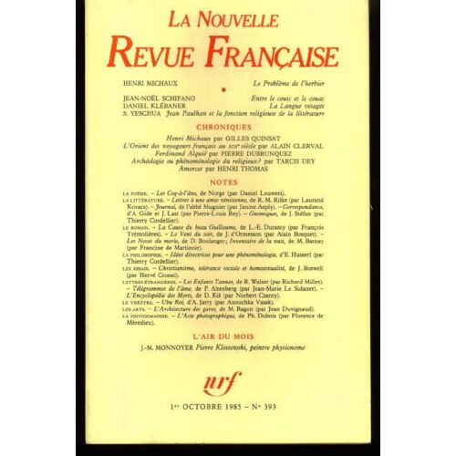 La Nouvelle Revue Française Nrf  N° 393