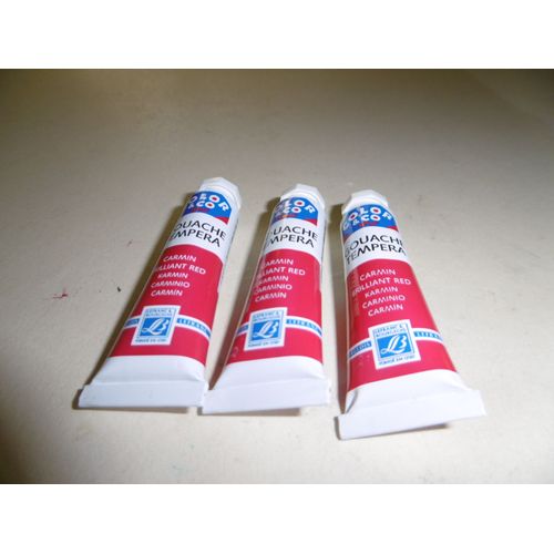 Tube 10ml Gouache Color Et Co Lefranc Bourgeois Rouge Carmin Lot De 3