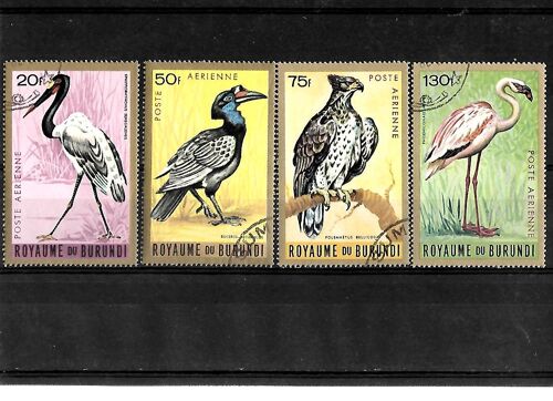 Burundi-Oiseaux-Lot De 4 Timbres Oblitérés-Très Bon Etat