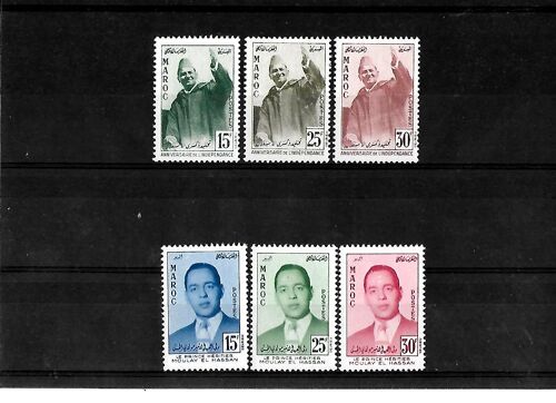 Maroc-Mohamed V Du N° 374 Au N° 376 Et Le Prince Moulay El Hassan Du N° 377 Au N° 379 -Lot De 6 Timbres Neufs** -Gomme Intacte- 1 Er Choix