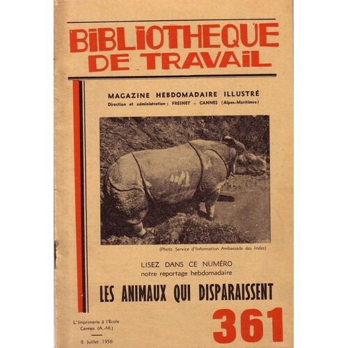 Bibliothéque De Travail N° 361 : Les Animaux Qui Disparaissent
