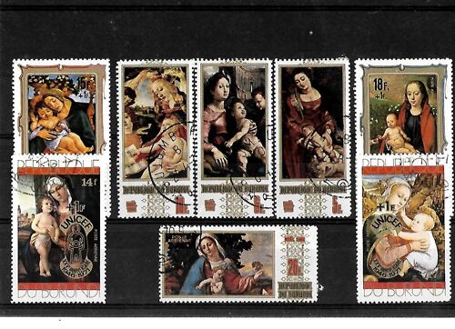 Burundi-Maternité Et L'enfant Jésus-Lot De 8 Timbres Oblitérés-Très Bon Etat