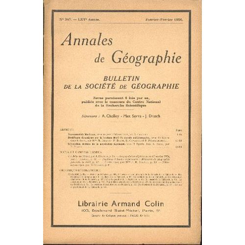 Annales De Géographie N° Lxv 347 : Emmanuel De Martonne