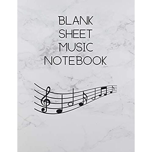 Blank Sheet Music Notebook: Music Manuscript Staff Paper For Musicians, Black Cover, Musicians Notebook For Composing For Musicians 8.5 X 11,100 Pages