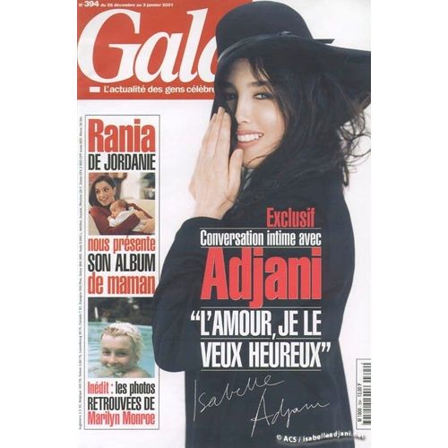 Gala N° 394 : Adjani"L'amour Je Le Veux Heureux"