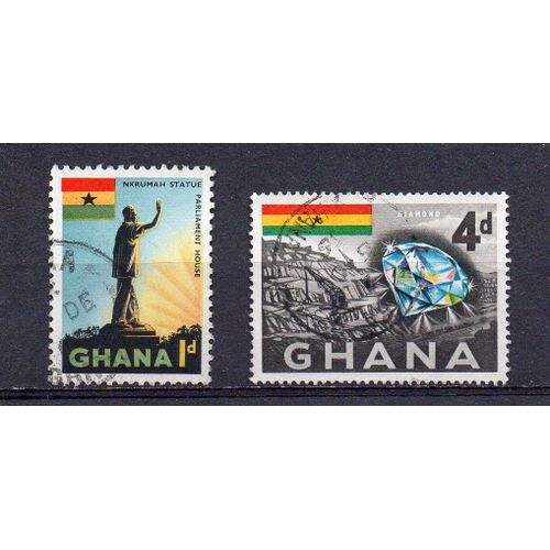 Ghana- Lot De 2 Timbres Oblitérés Divers