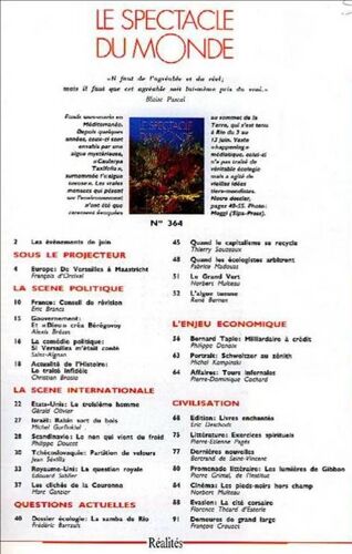 Le Spectacle Du Monde N° 364 : Le Traite Infidele - Les Cliches De La Couronne - L Algue Tueuse - Livres Enchantes - Les Pieds Noirs Hors Champ - La Cite Corsaire