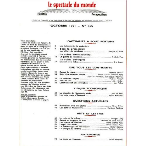 Le Spectacle Du Monde N° 355 : La Guerre De Secession - Giscard Et Le Tabou - Les Derniers Fauconniers - Les Saisons De Rimbaud - La Clinique Du Cinema