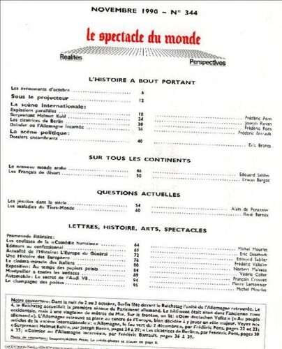 Le Spectacle Du Monde N° 344 : Dossiers Encombrants - Les Francais Du Desert - Les Jesuites Dans Le Siecle - Le Cinema Miracle Des Italiens -