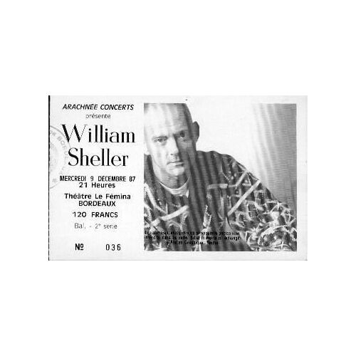 William Sheller - Billet Concert - Bordeaux - 9 Décembre 1987