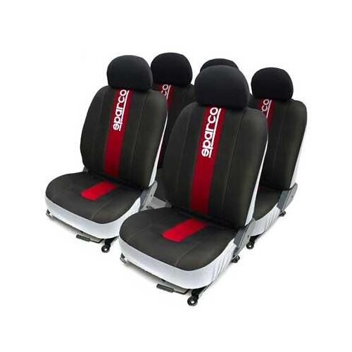 Jeu De Housses Complet - Noir - Rouge Sparco