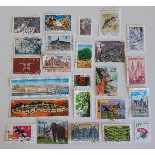 Lot De 24 Timbres Marianne Oblitérés France