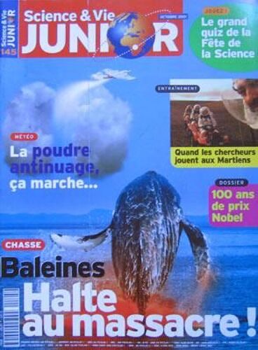 Science Et Vie Junior N° 145, Baleines, Halte Au Massacre !