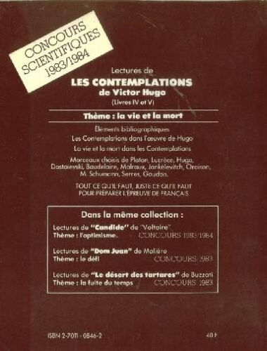 Lectures De Les Contemplations De Victor Hugo - Livres Iv Et V, Thème La Vie Et La Mort