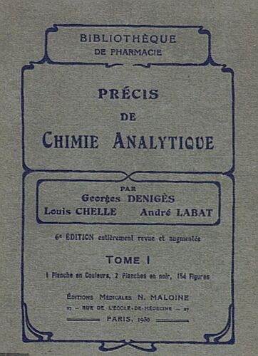 Precis De Chimie Analytique En 2 Tomes