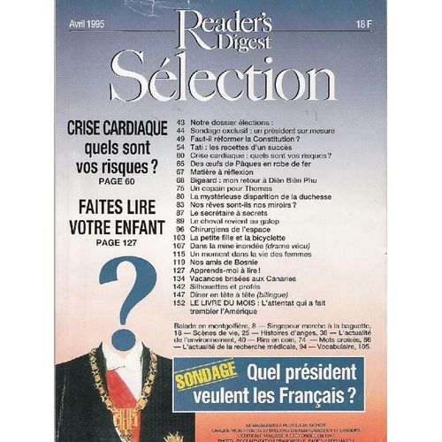 Sélection Du Réader's Digest N° 578 : Crise Cardiaque: Quels Sont Les Risques? Faites Lire Votre Enfant. Sondage:Quel President Veulent Les Francais?