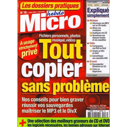Micro Hebdo Hors-Série - N° 16 Tout Copier Sans Problème