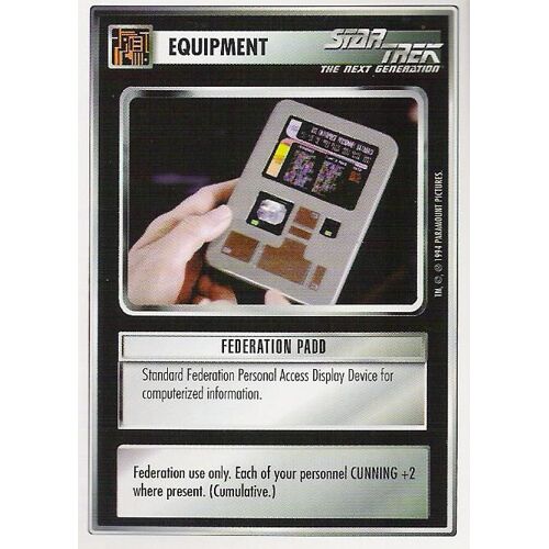 Star Trek : The Next Generation : Equipment : Federation Padd (Bords Blanc) Carte En Anglais