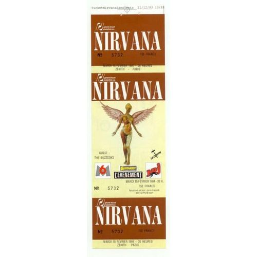 Nirvana - Ticket Paris 15 Fevrier 1994
