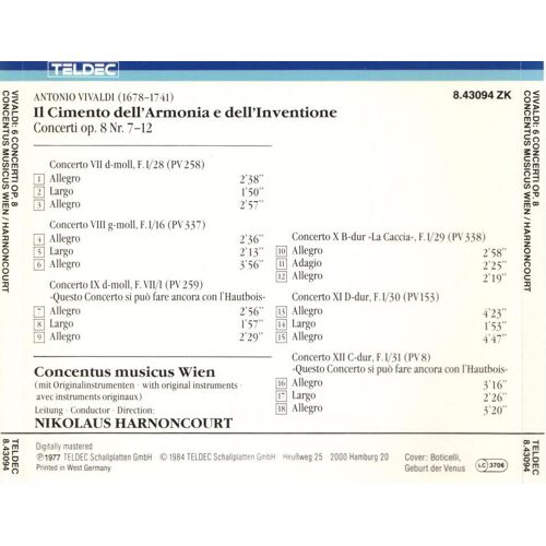 Les Quatre Saisons (6 Concertos Op.8)