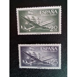 Timbre Espagne Yt Pa 267 - Pa 266 Superconstellation Et «Santa Maria» 1955 / 56 ( 30304 )
