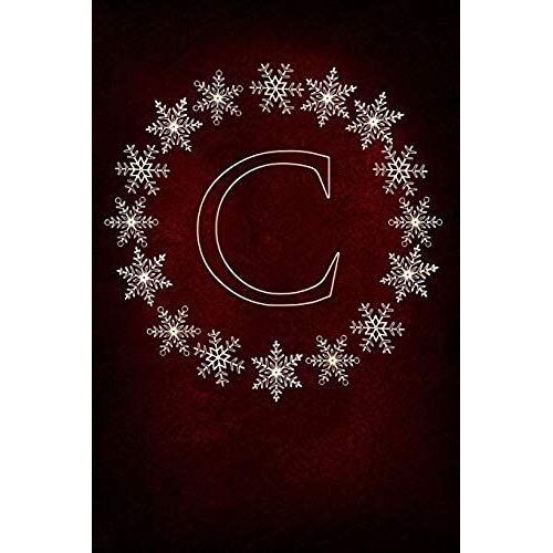 C: Monogram Initial Notebook Journal With Magical Snowflake Red Cover