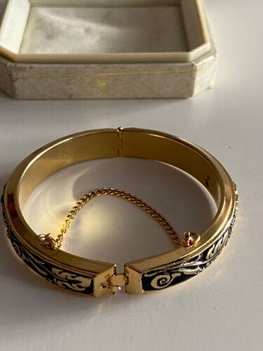 Bracelet Jonc Femme Vintage Métal Doré Damascène Or De Toledo Joaillerie Chic