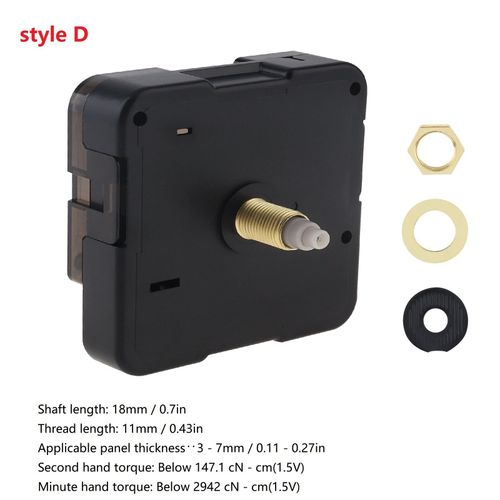 de mouvement d'horloge à arbre Long à couple élevé à piles à Quartz pour la réparation d'horloge/pièces de réparation d'horloge à faire soi-même - Type style D-Silent