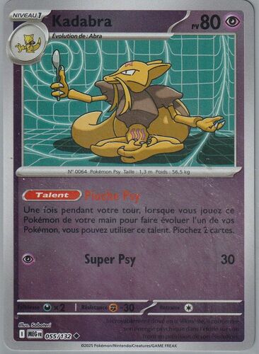 Carte Pokémon - Kadabra - 055/132 - Reverse - Méga-Evolution