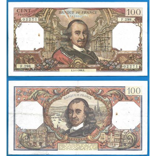 France 100 Francs 1968 Billet Corneille Pierre Franc