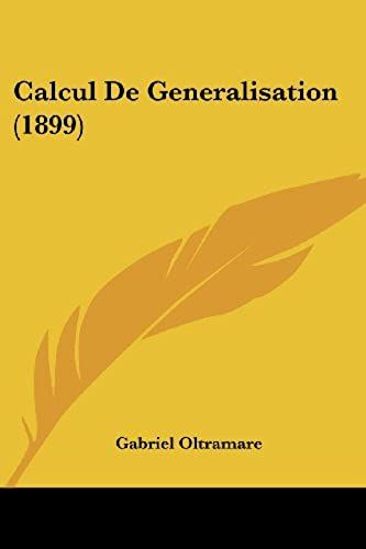 Calcul De Generalisation (1899)