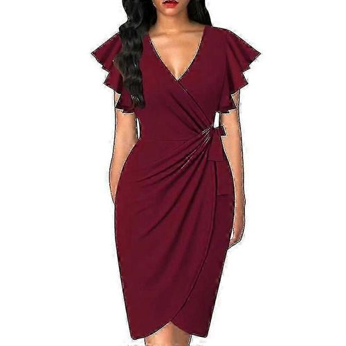 Robe D'été Décontractée À Manches Courtes Et Col En V Pour Femme, Tenue De Plage, De Vacances, Taille S