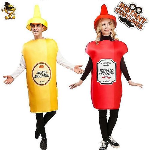 Costume Unisexe Adulte, Déguisement Ketchup Et Moutarde, Déguisement D'halloween, Tunique Amusante Pour Couple, Mascotte