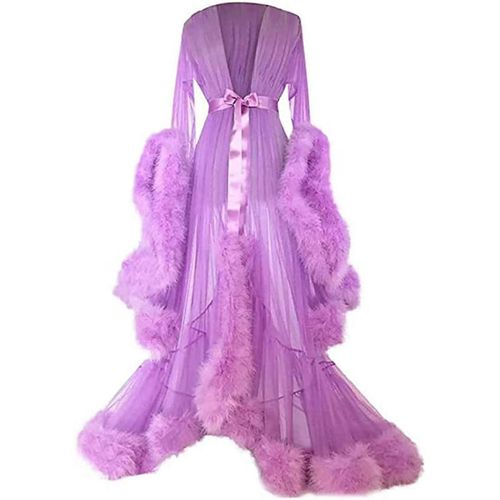 Robe Longue Traînante À Manches Évasées Et Plumes Pour Femme, Idéale Pour Les Enterrements De Vie De Jeune Fille (Xl)