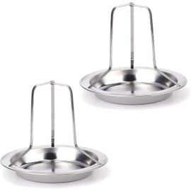 Support vertical pour rôtissoire à poulet en acier inoxydable avec bac d'égouttage pour four, lot de 2