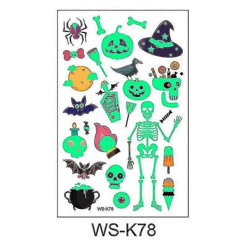 1 Autocollant De Tatouage Lumineux Pour Halloween, Vert Fluorescent, Pour Visage D'enfant, 2022, Ws-K69