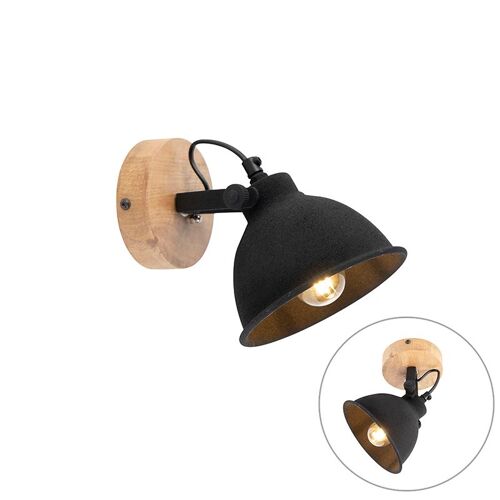 Leuchten Direct Industriel Plafonnier Spot Industriel Noir 1 Lumiã¿Re - Fors Acier /Bois Noir,Marron Rond / Luminaire / Lumiere / ÃClairage / Intã©Rieur / Salon / Cuisine E14 Max. 1 X 40 Watt