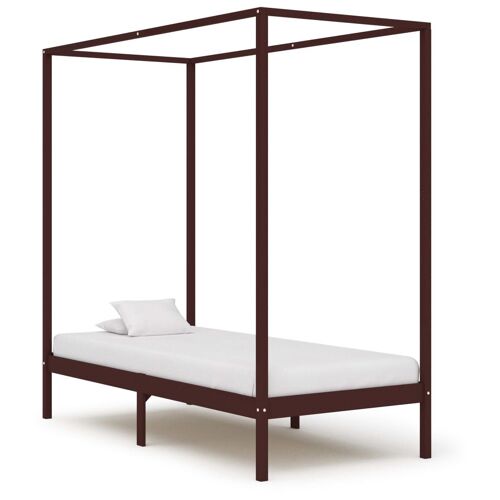 Cadre de lit à baldaquin Marron foncé Pin massif 90 x 200 cm - VidaXL