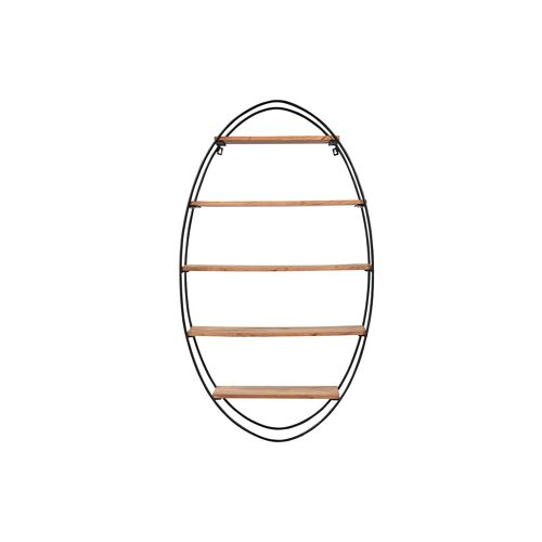 Étagère murale ovale en acacia massif et métal H130 cm HANG