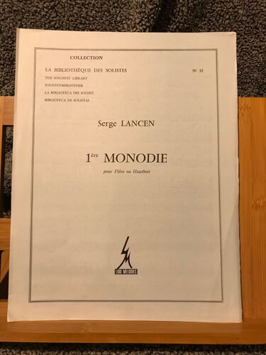 Serge Lancen 1re Monodie Pour Flûte Ou Hautbois Partition Éd. Lido Mélodies