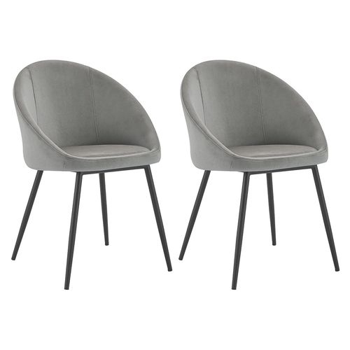 Lot De 2 Chaises Vintage Diane Velours Gris